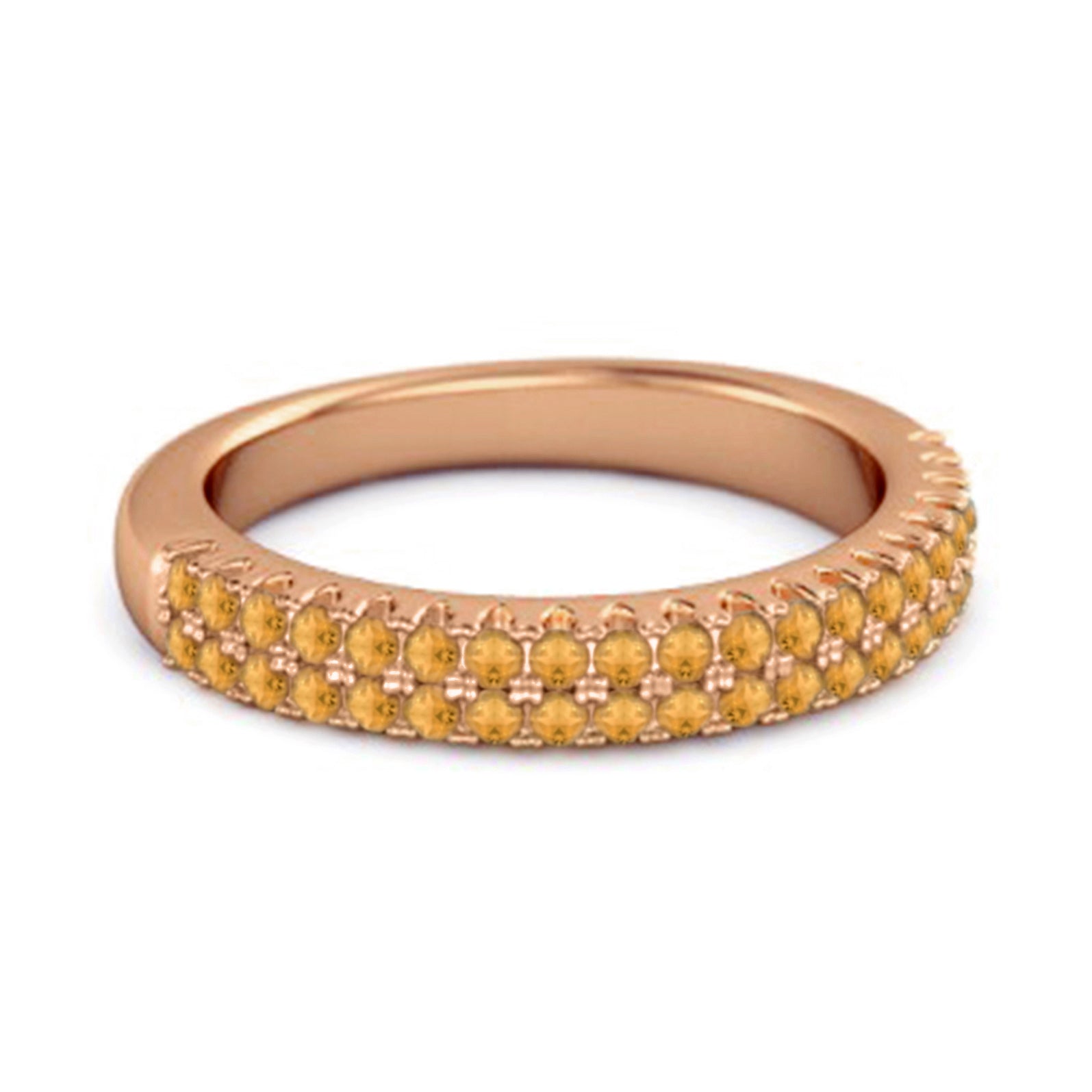 Citrine Triple Row Eternity Band Ring – Sterling Silver