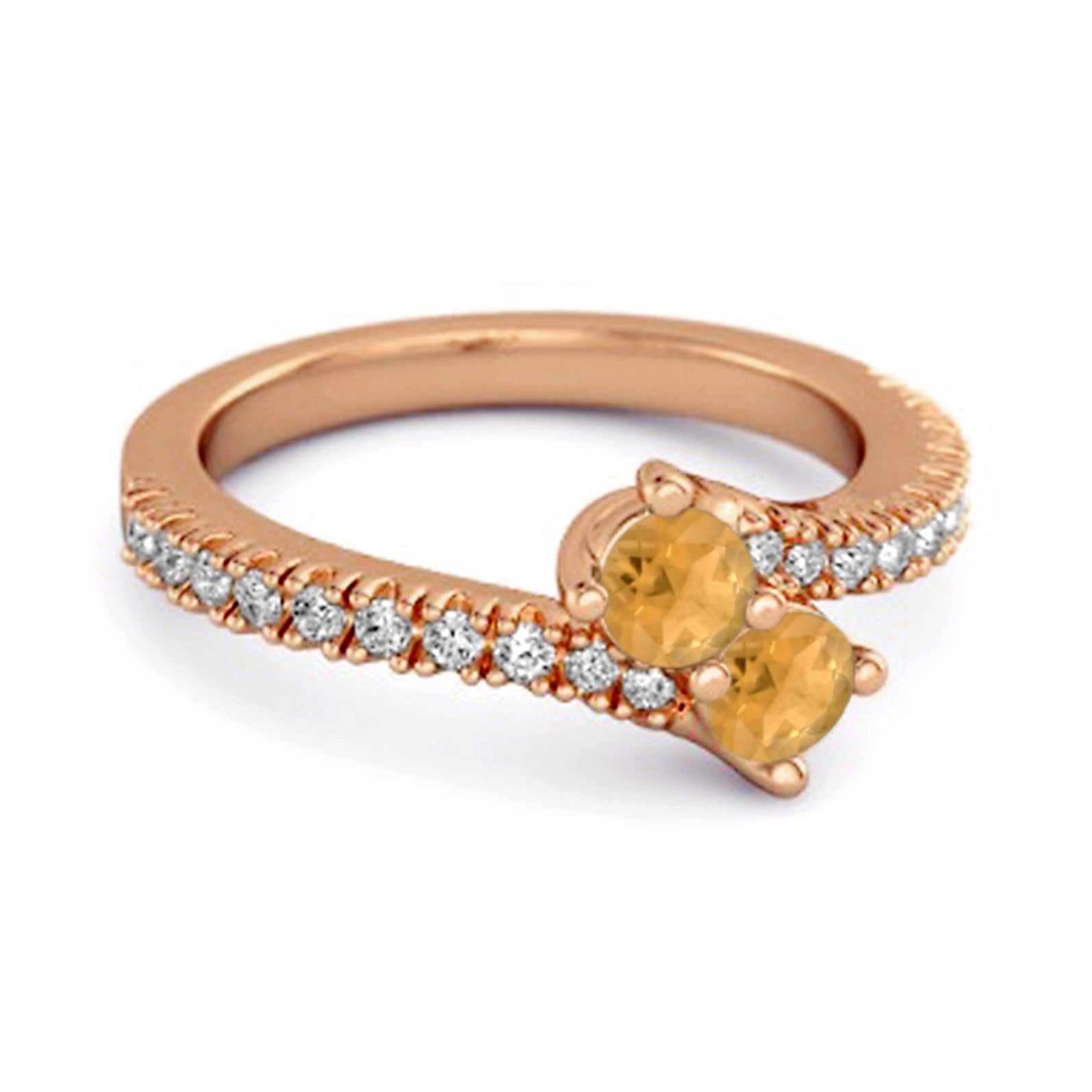 Citrine Double Row Bypass Embrace Ring – Sterling Silver