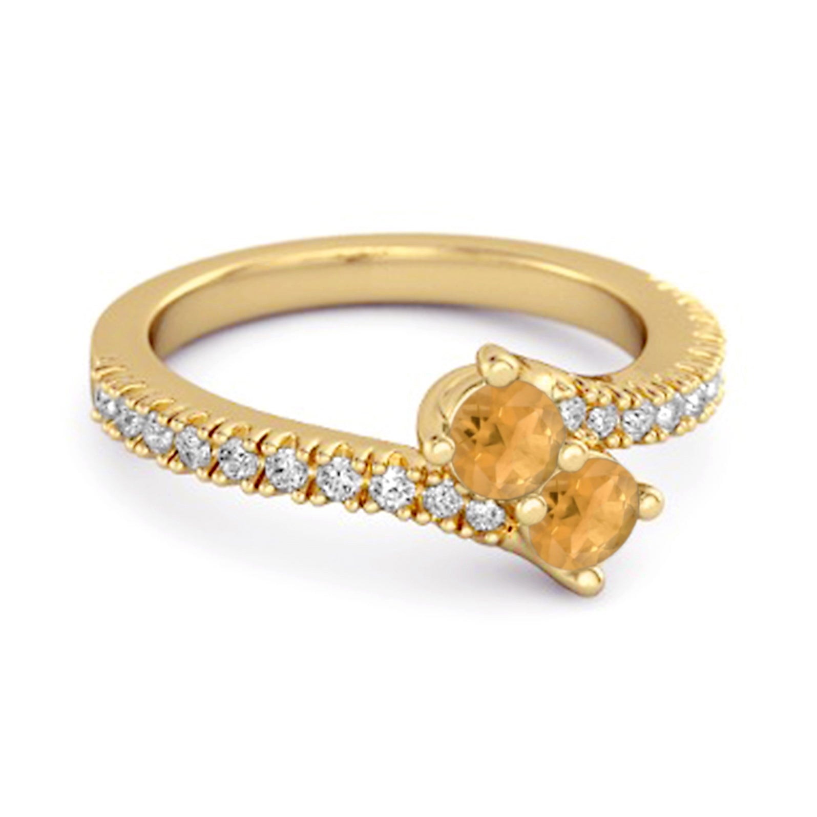 Citrine Double Row Bypass Embrace Ring – Sterling Silver