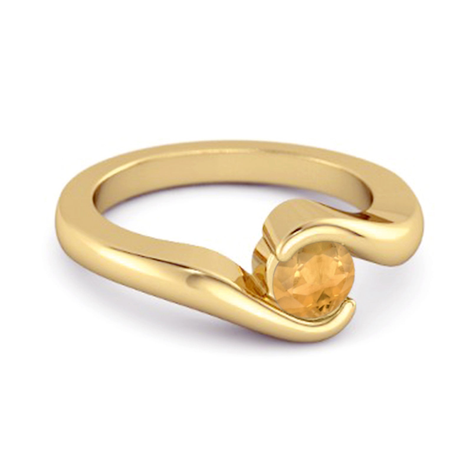Citrine Contemporary Wrap Bypass Style Ring – Sterling Silver