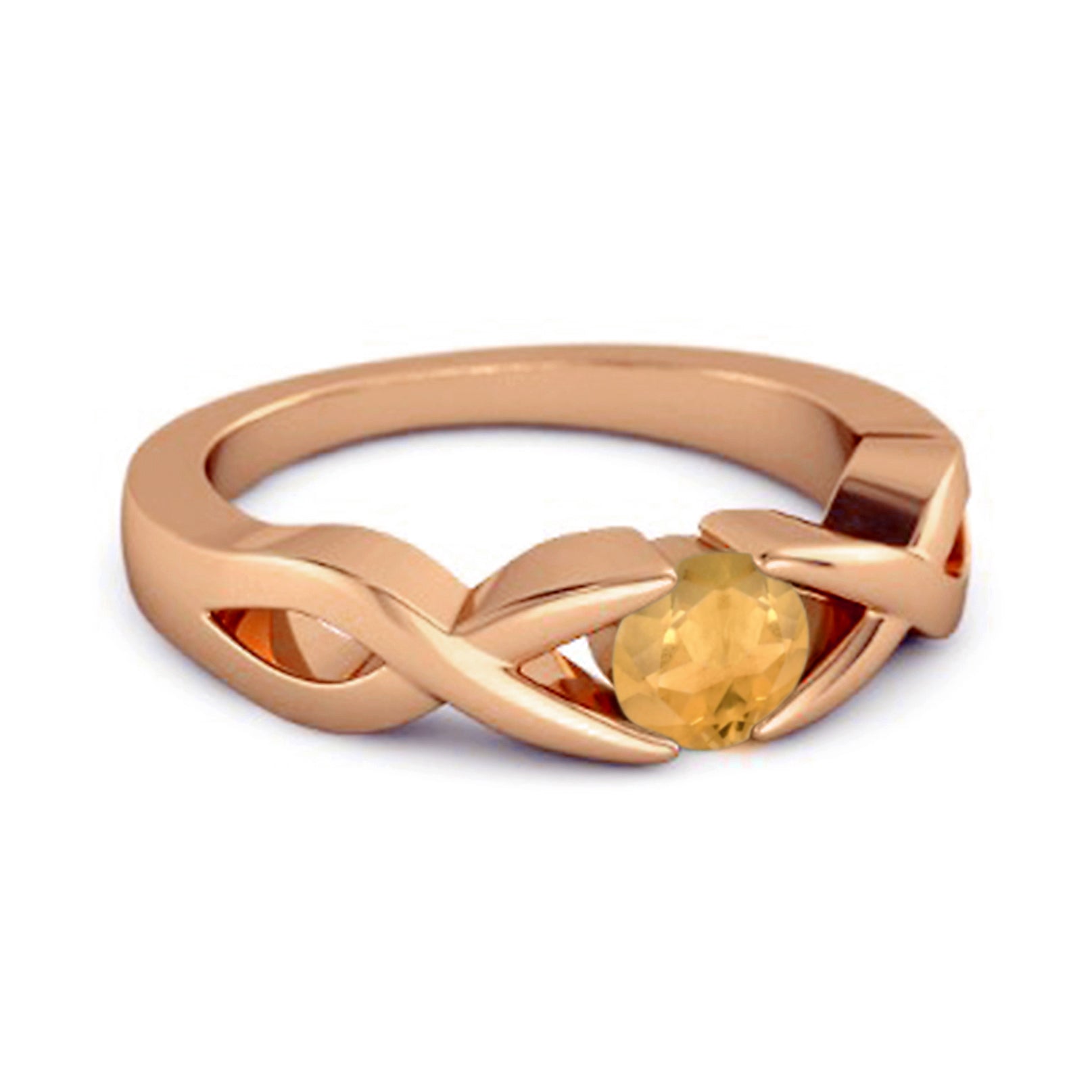 Citrine Twisted Infinity Band Design Ring – Sterling Silver