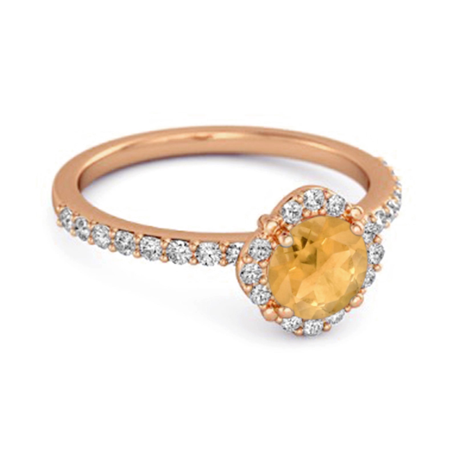 Citrine Halo White Topaz Accents Ring – Sterling Silver
