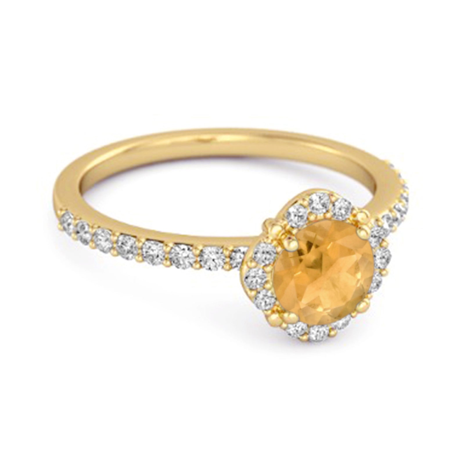 Citrine Halo White Topaz Accents Ring – Sterling Silver