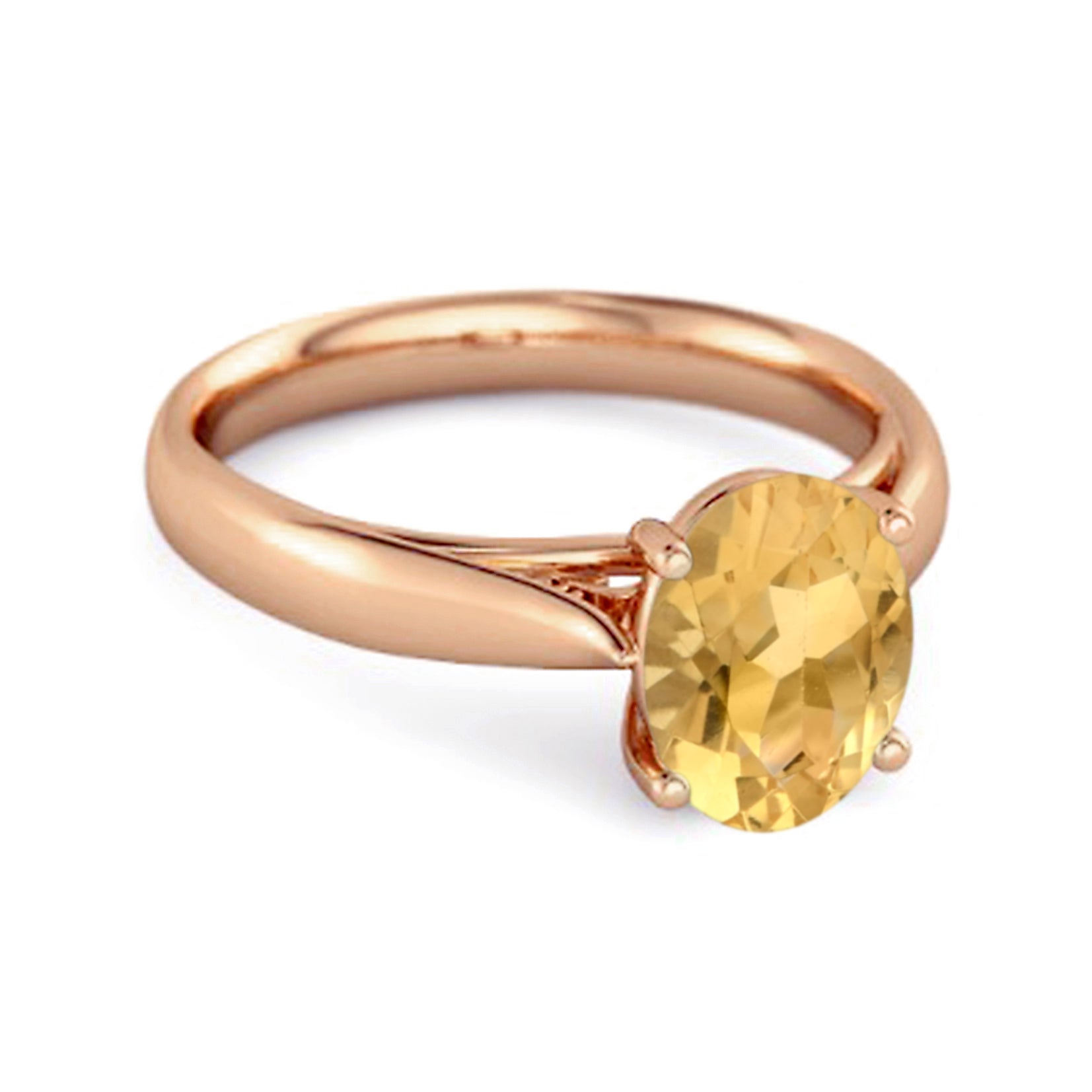 Citrine Classic Solitaire Design Ring – Sterling Silver