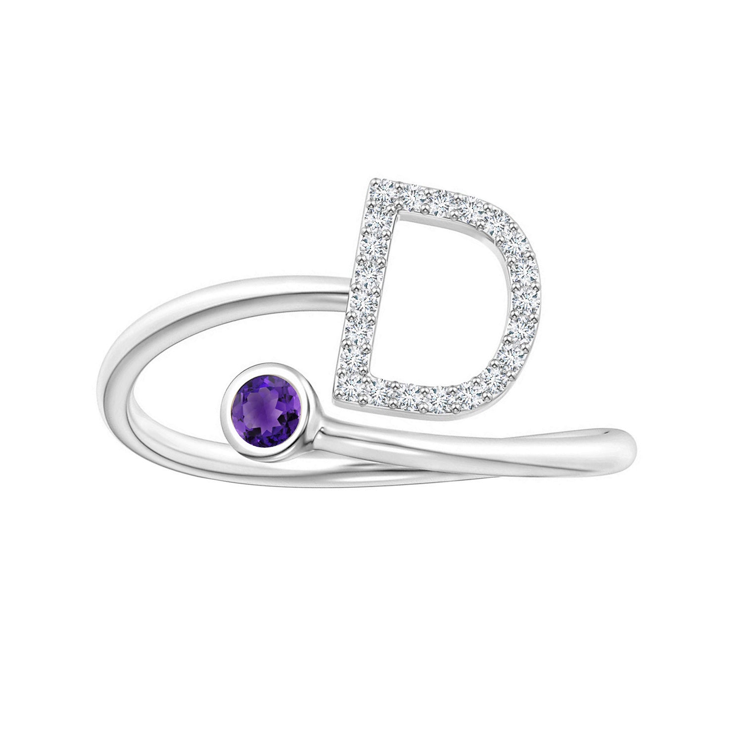 Initials Amethyst Alphabet Ring