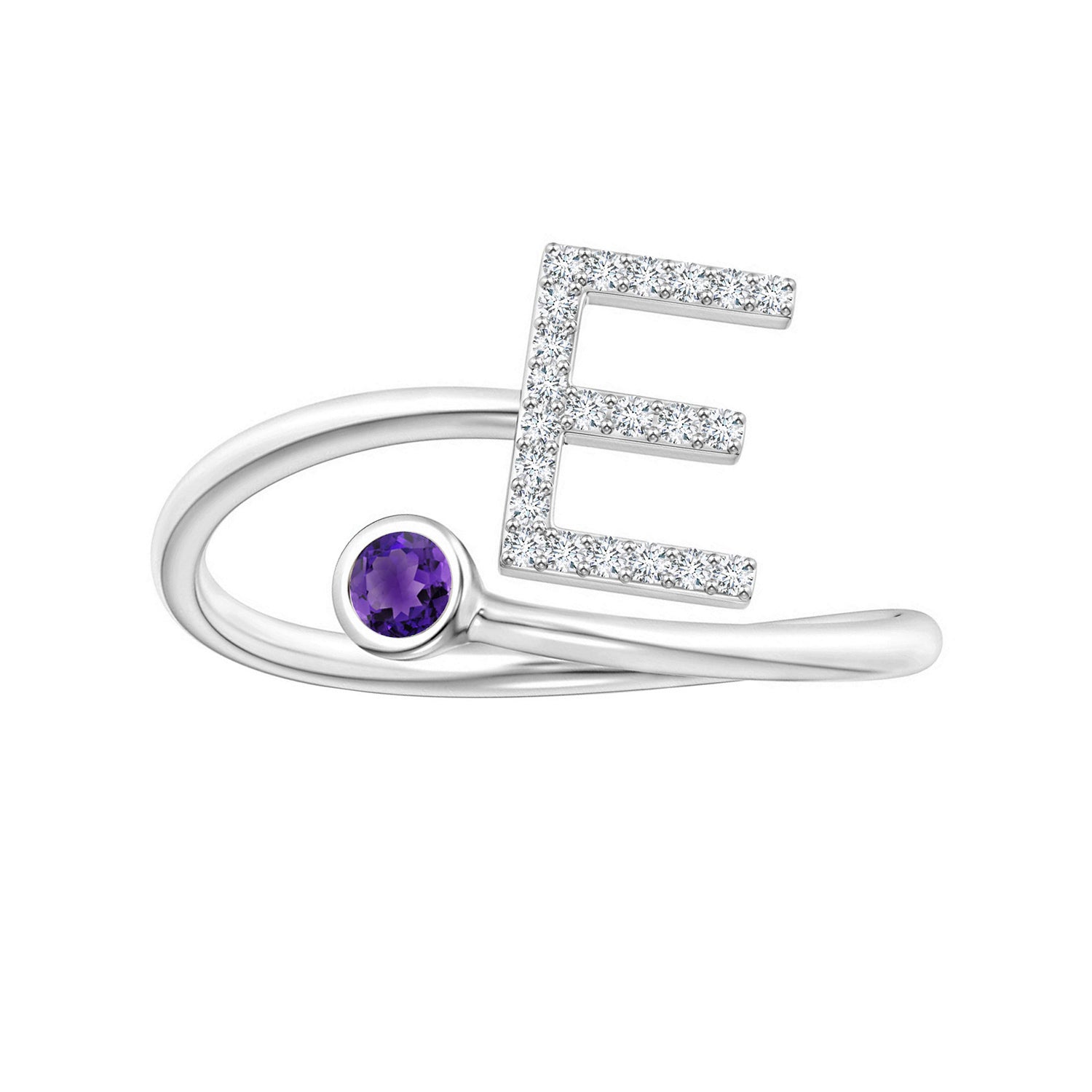 Initials Amethyst Alphabet Ring