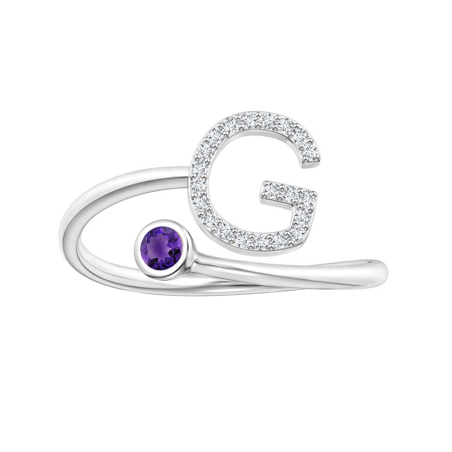 Initials Amethyst Alphabet Ring