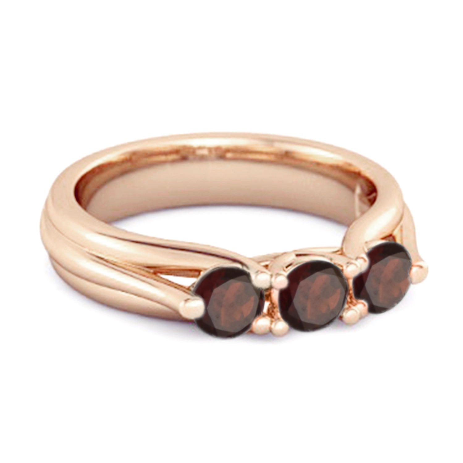 Garnet Three Stone Ring – Sterling Silver
