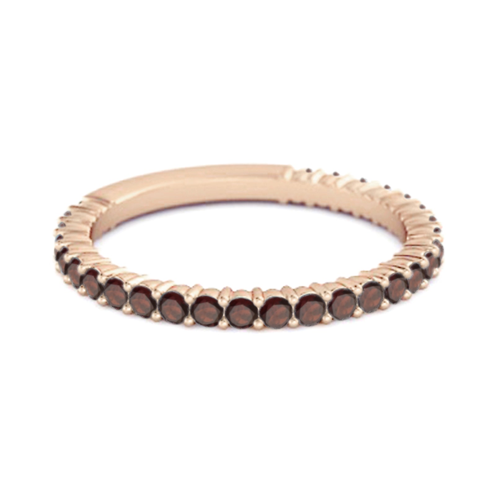 Garnet Eternity Band Ring – Sterling Silver