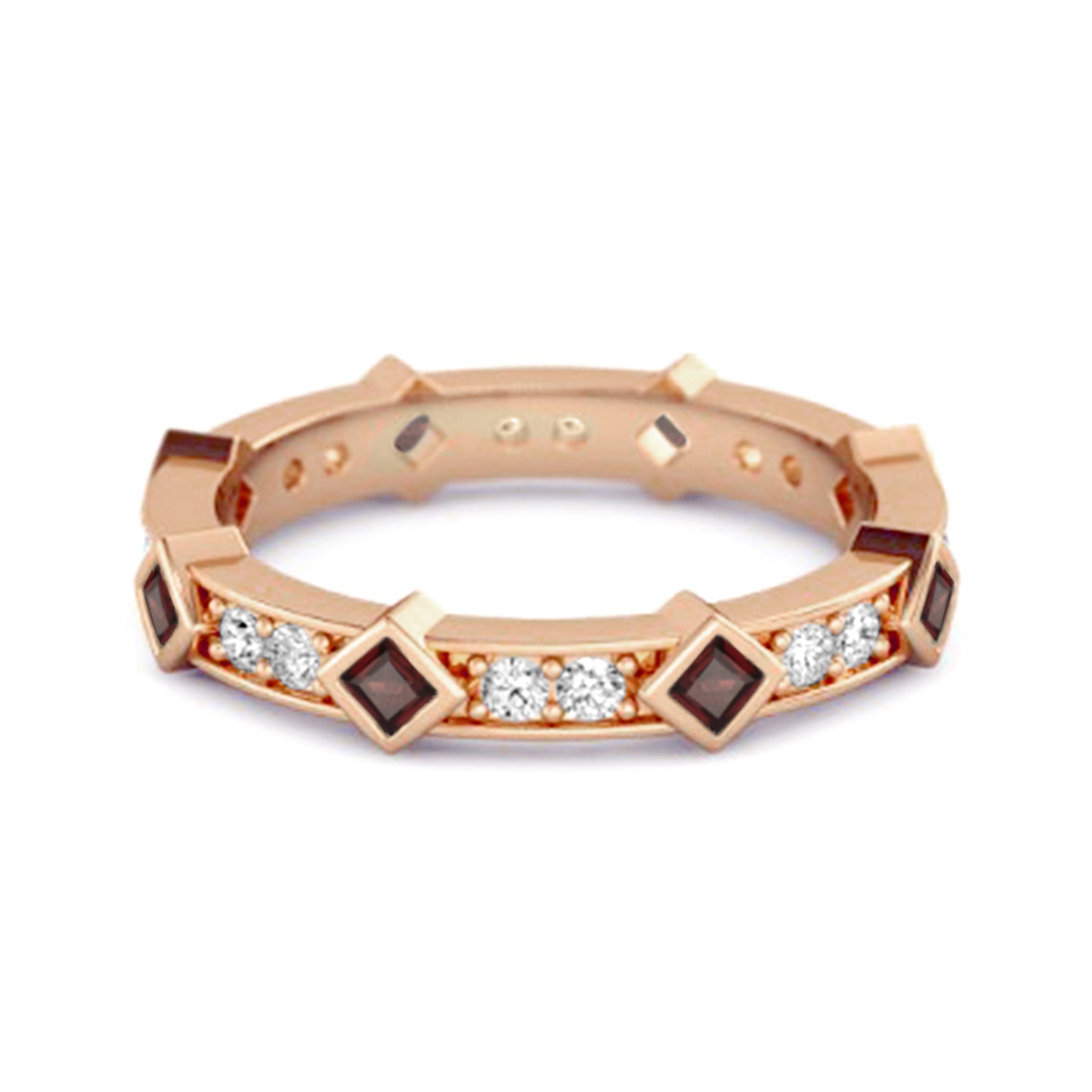 Garnet Eternity Band Ring – Sterling Silver