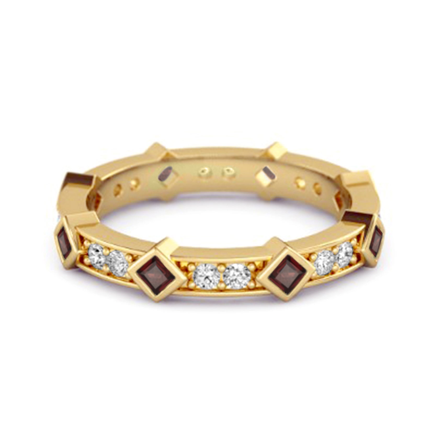 Garnet Eternity Band Ring – Sterling Silver