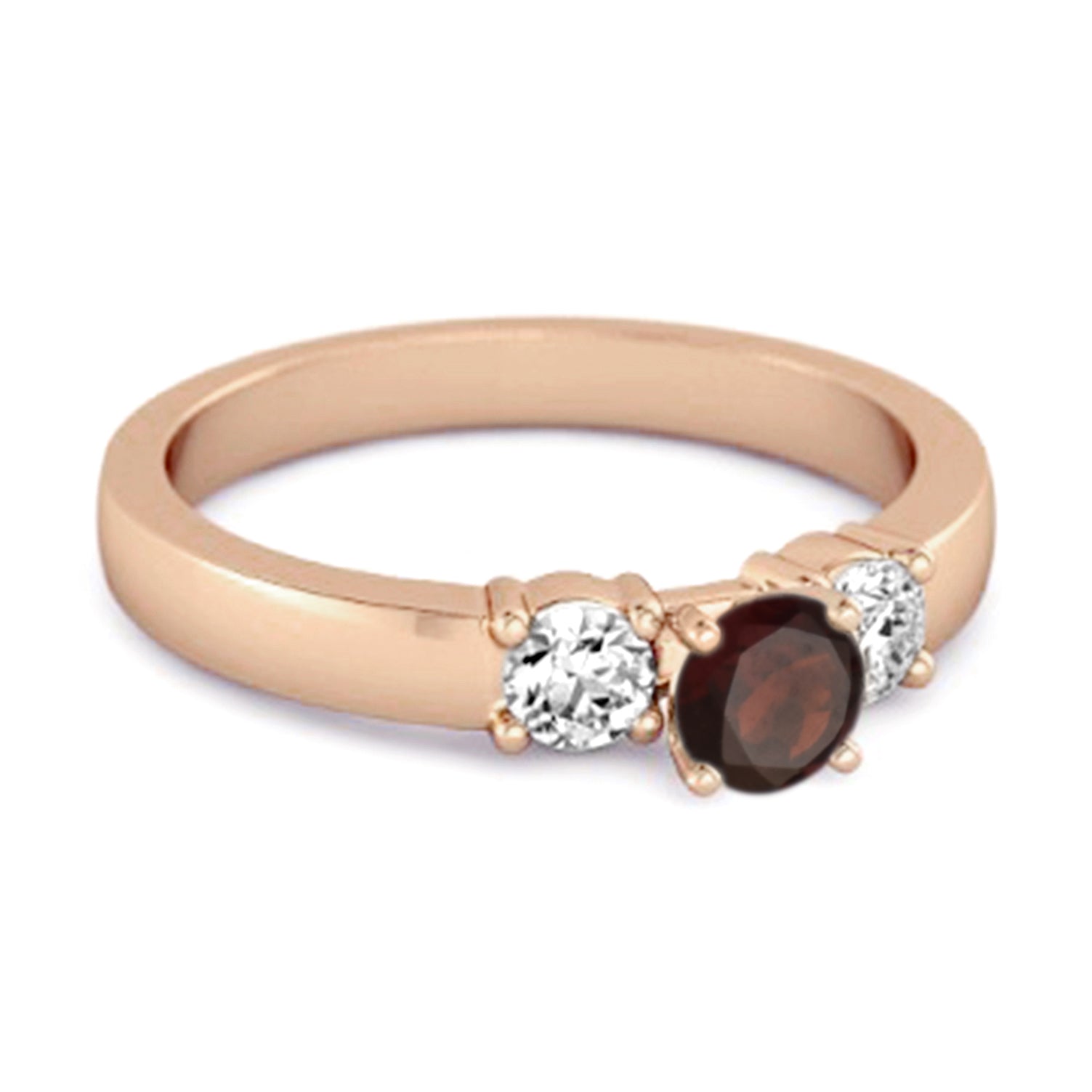 Garnet Elegant Three Stone Ring - Sterling Silver