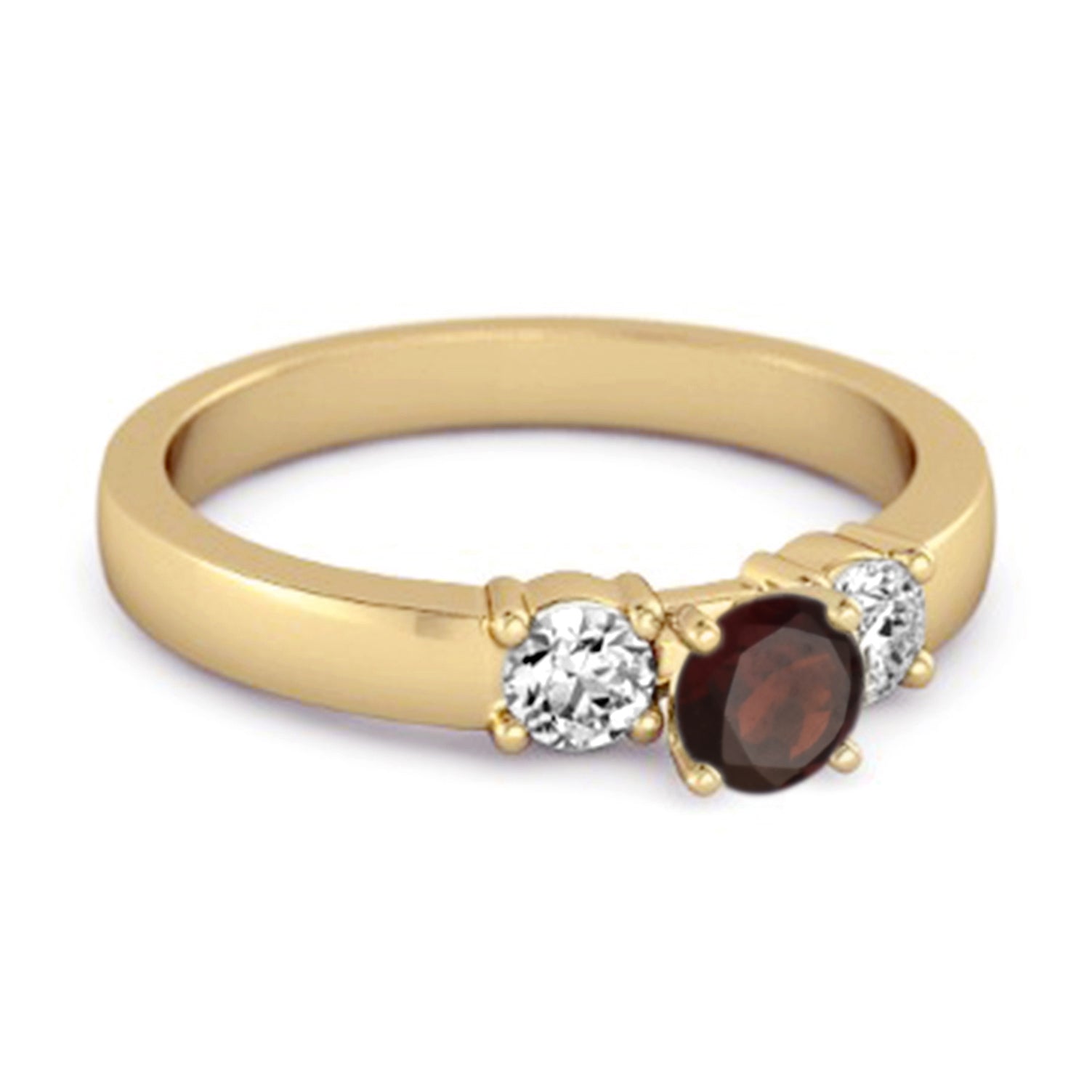 Garnet Elegant Three Stone Ring - Sterling Silver