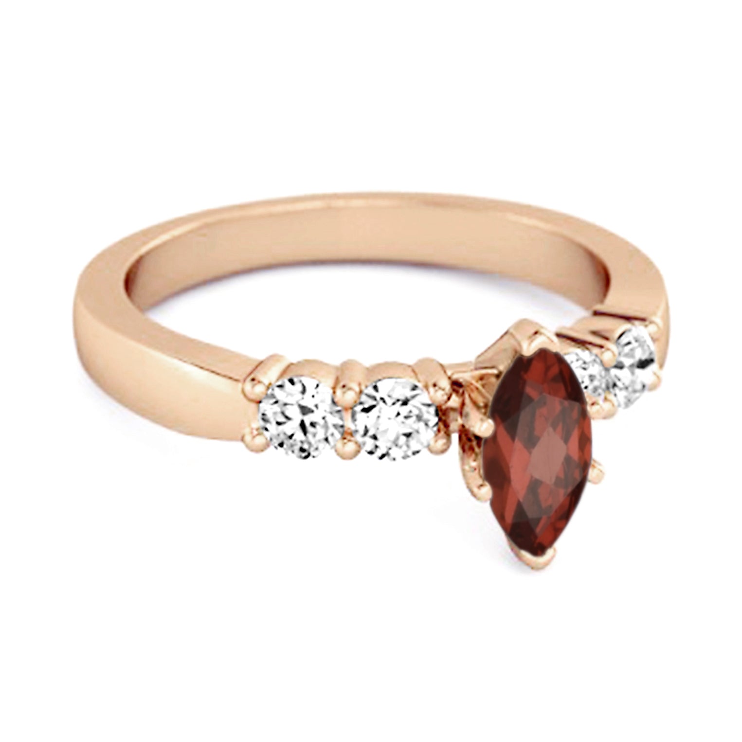 Anello Wishbone Princess Ariana in granato taglio marquise da 0,10 ct