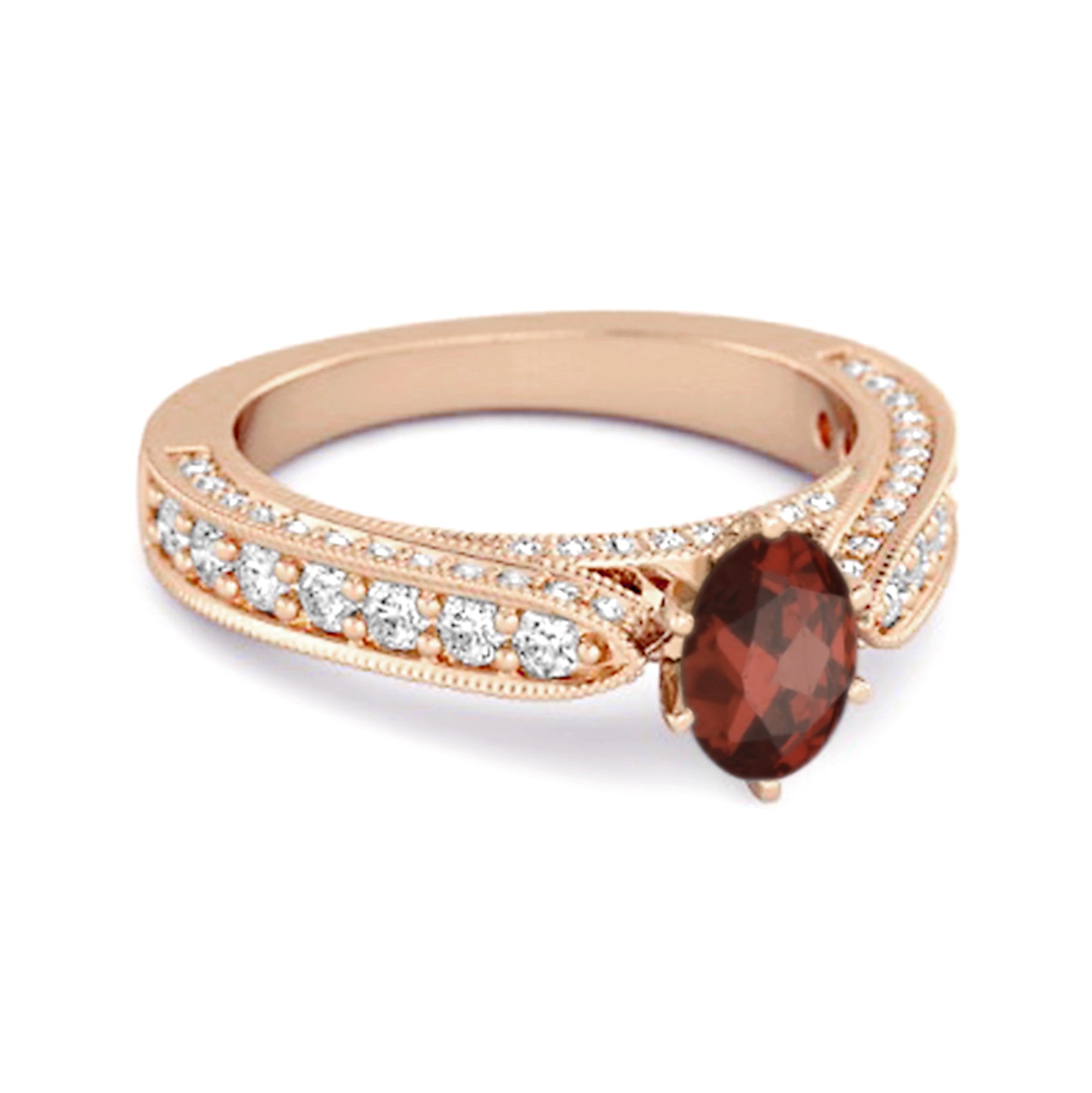 Anello solitario in argento sterling 925 con granato da 1,50 ct. Accents