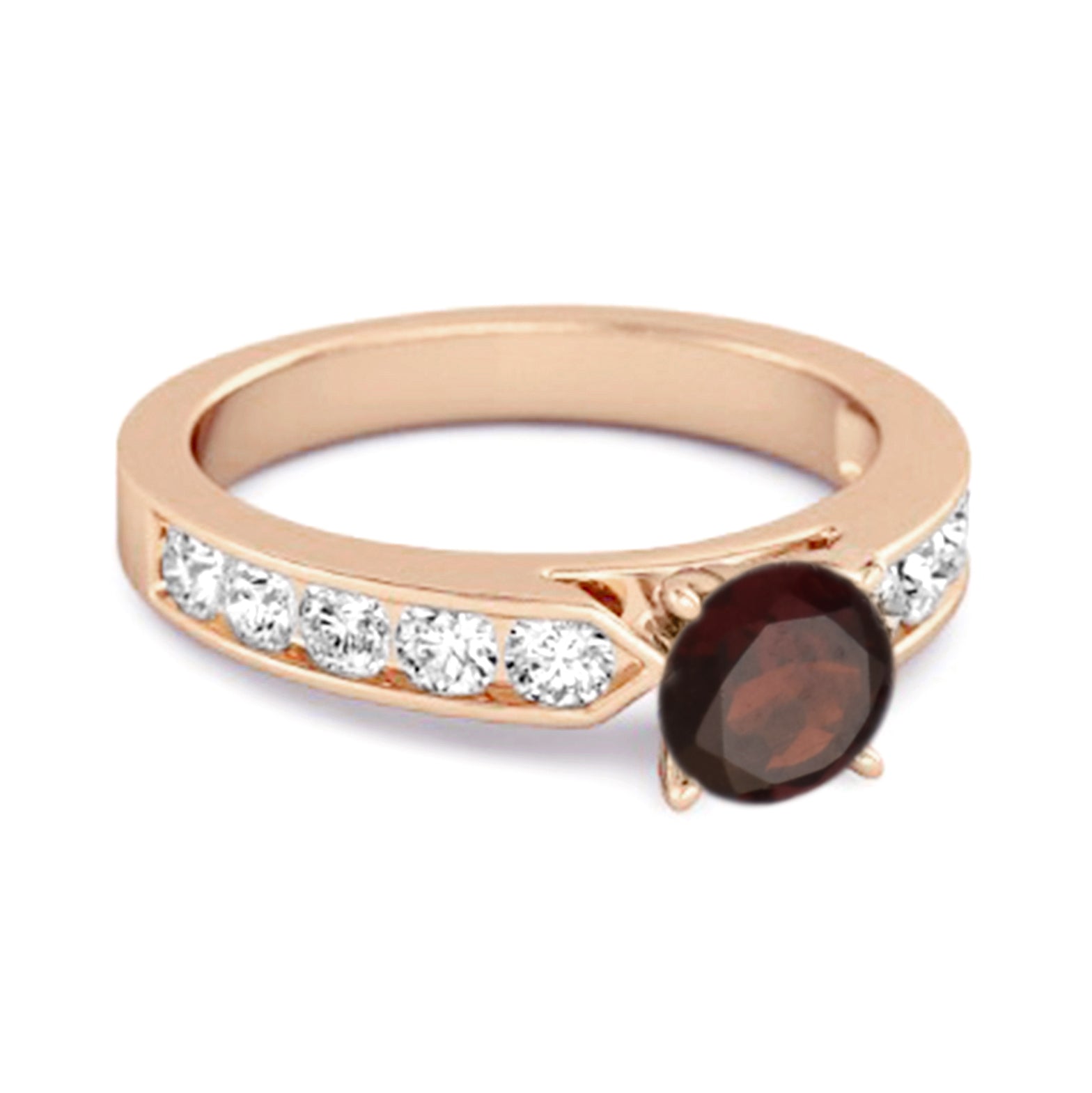 Garnet Round Solitaire Statement Ring – Sterling Silver