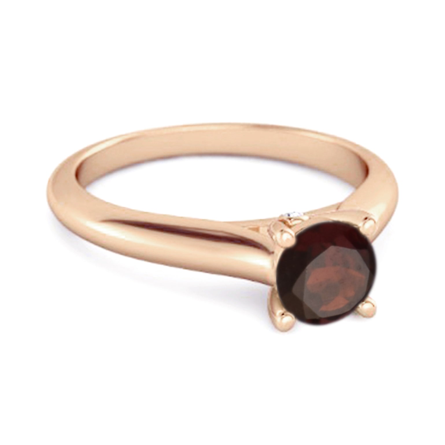 Garnet Round Solitaire Ring – Sterling Silver