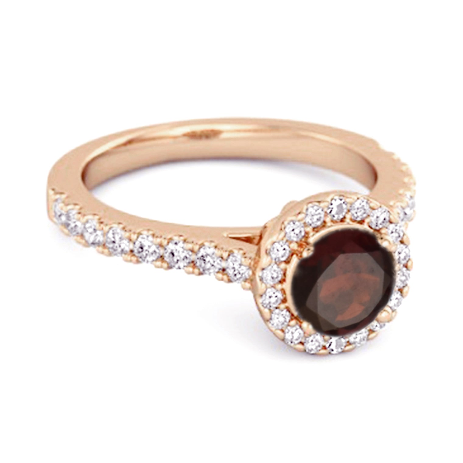 Garnet Round Halo Accents Ring – Sterling Silver