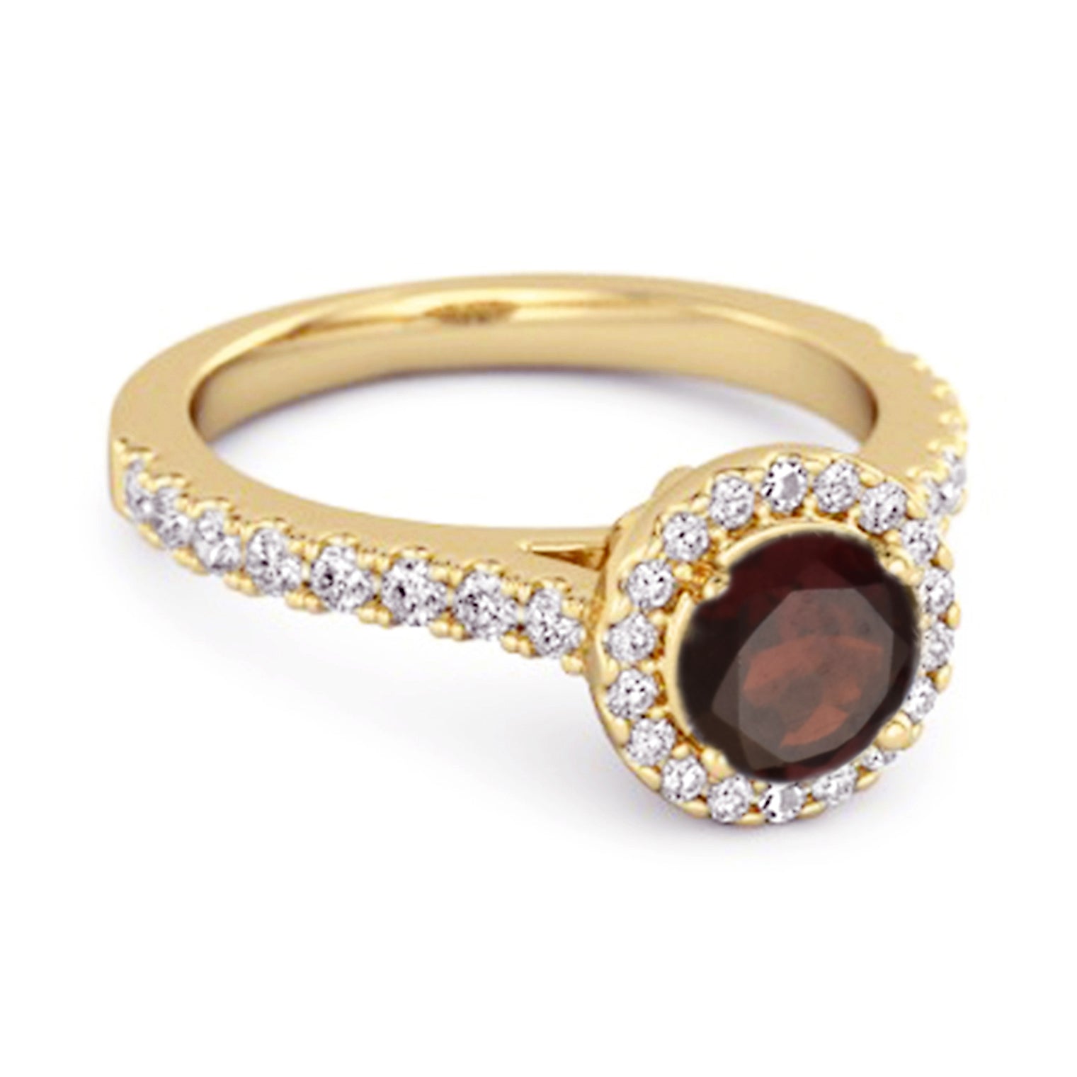 Garnet Round Halo Accents Ring – Sterling Silver