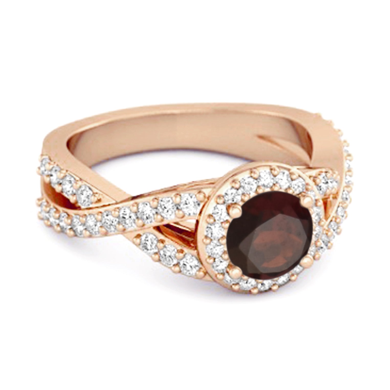 Garnet Halo Accents Ring – Sterling Silver