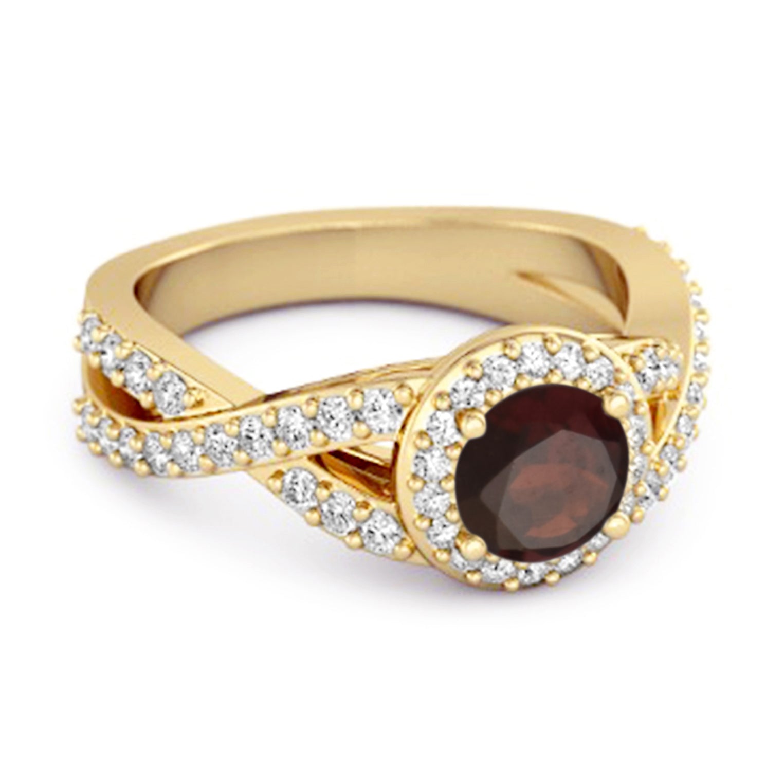 Garnet Halo Accents Ring – Sterling Silver