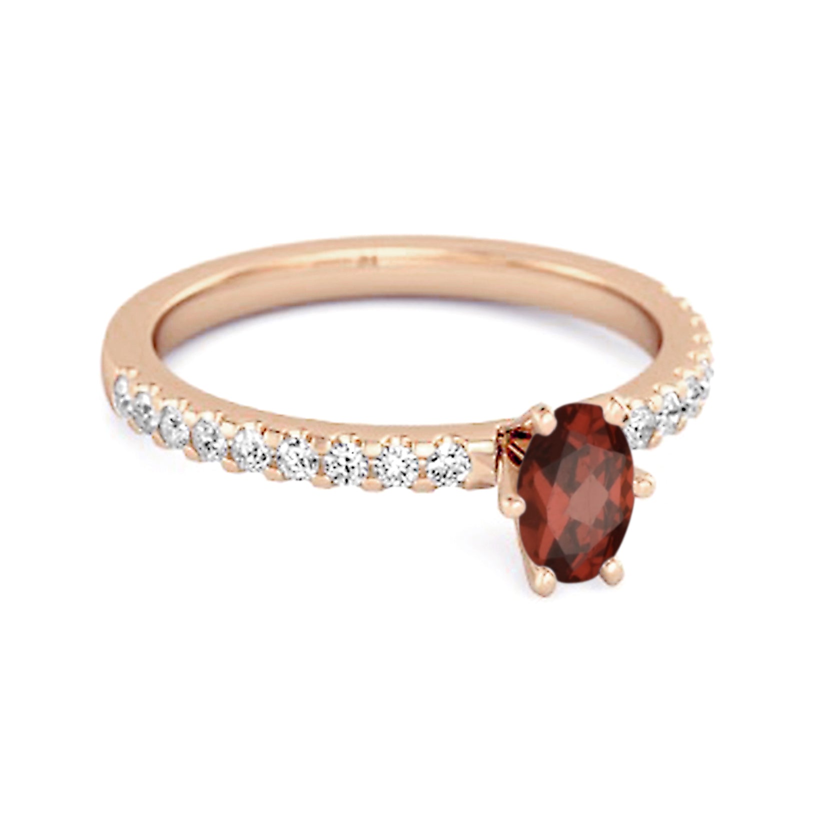 Garnet Oval Solitaire Ring – Sterling Silver