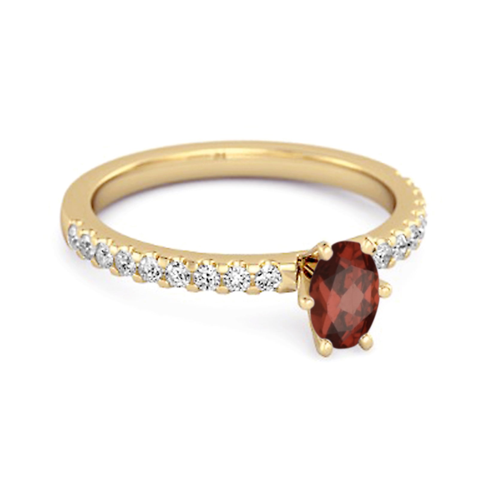 Garnet Oval Solitaire Ring – Sterling Silver