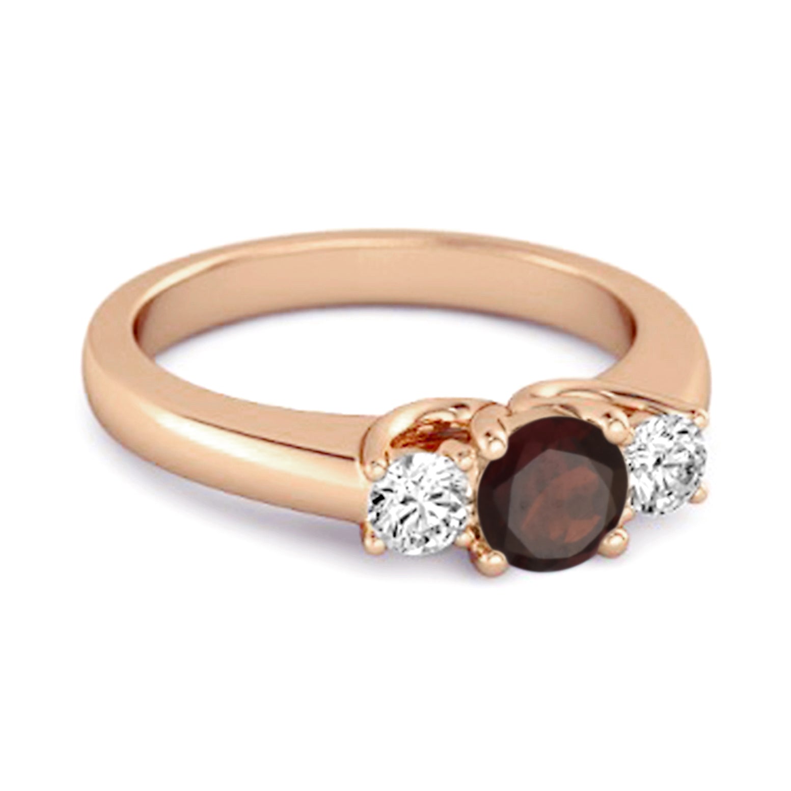 Garnet Round Three Stone Ring – Sterling Silver