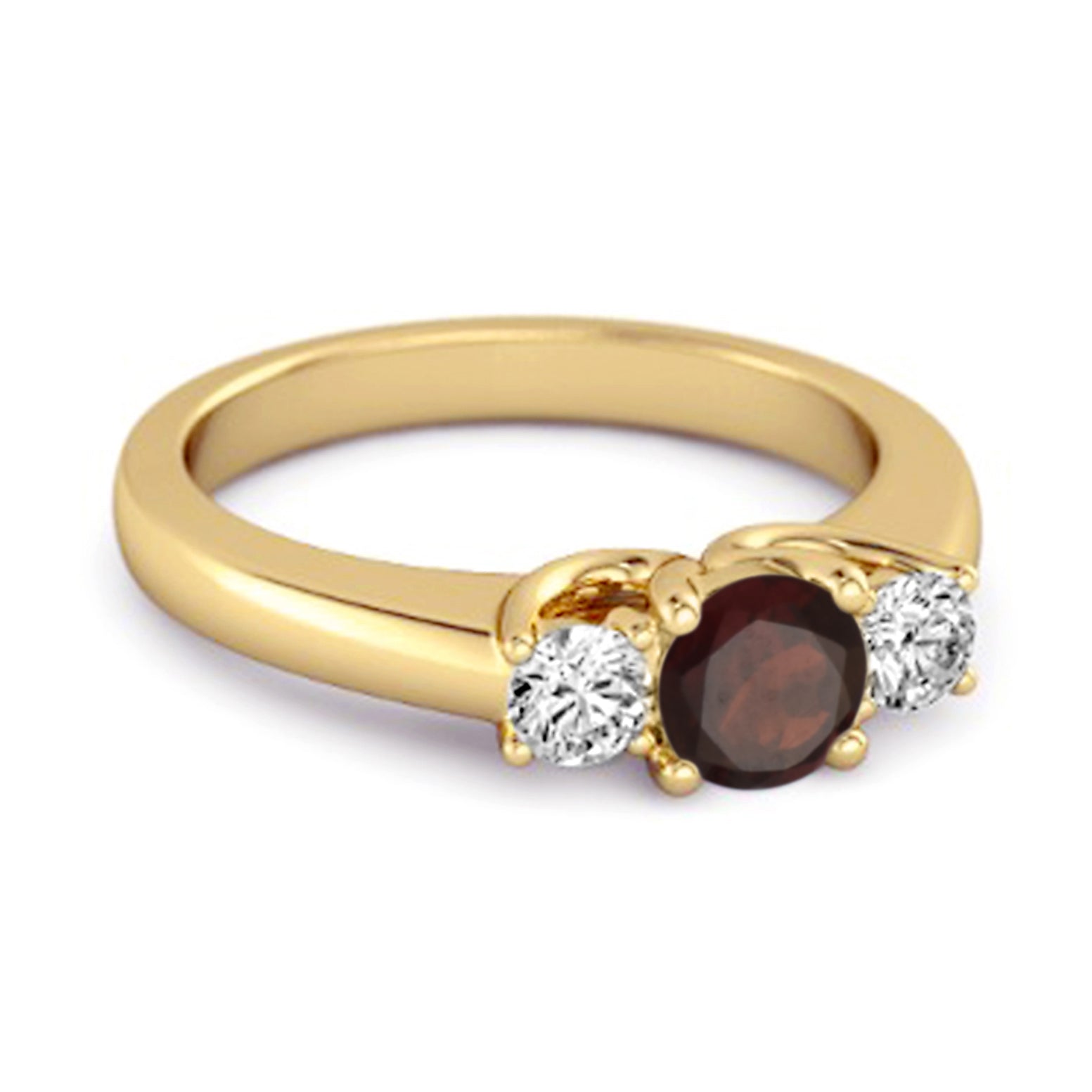 Garnet Round Three Stone Ring – Sterling Silver