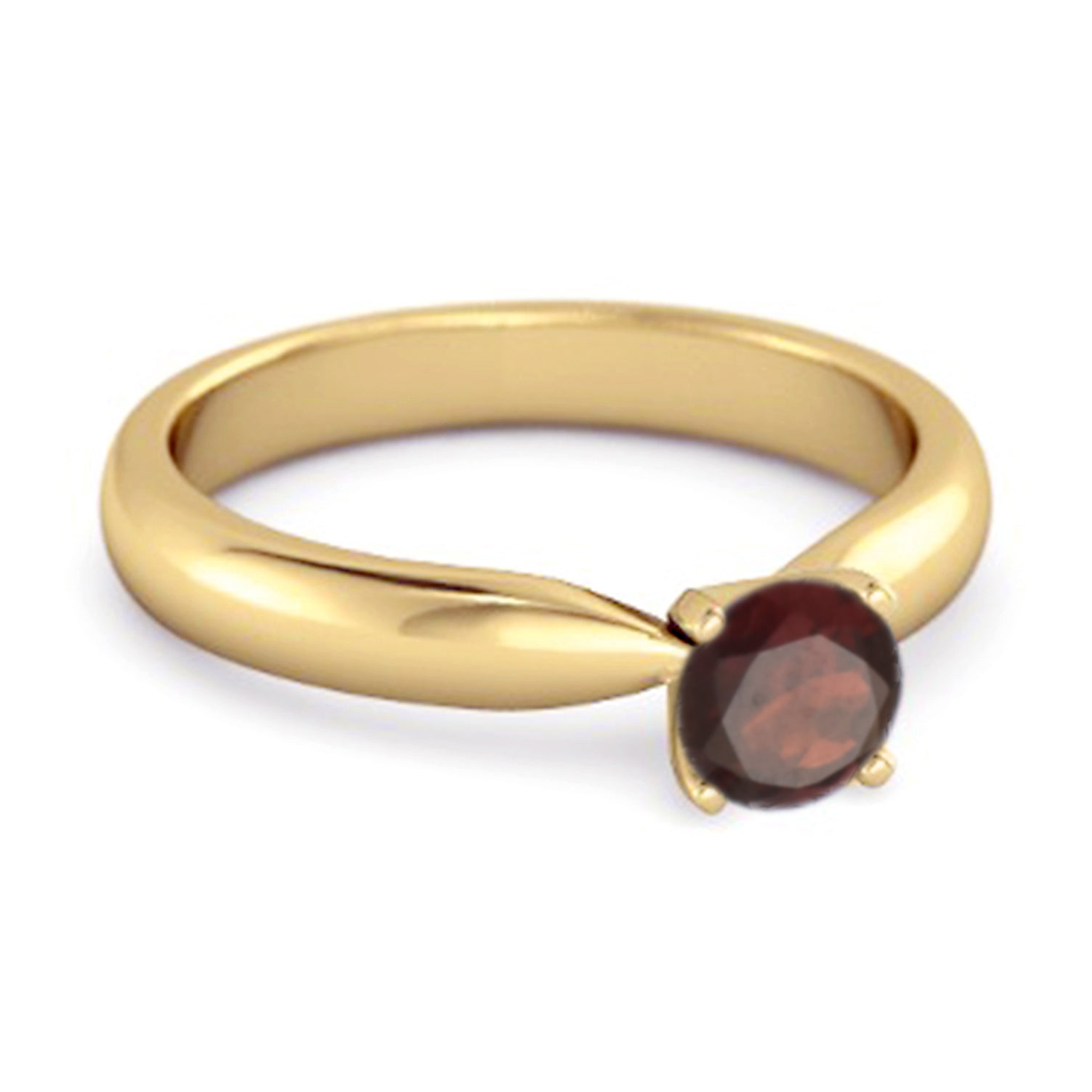 Garnet Classic Solitaire Ring - Sterling Silver
