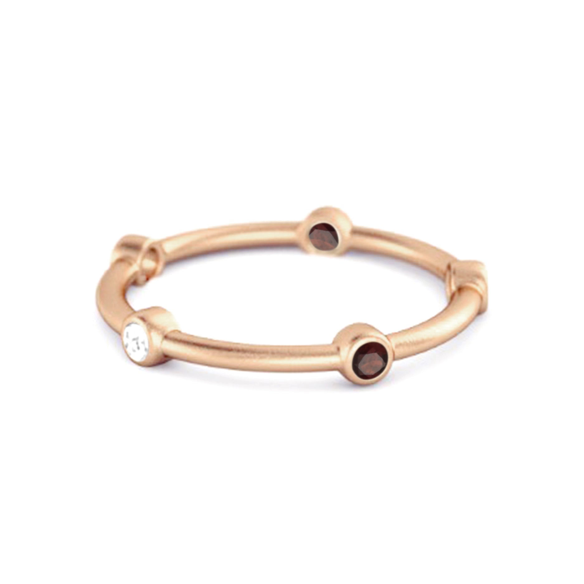 Garnet Bezel-Set Stacking Band Ring - Sterling Silver
