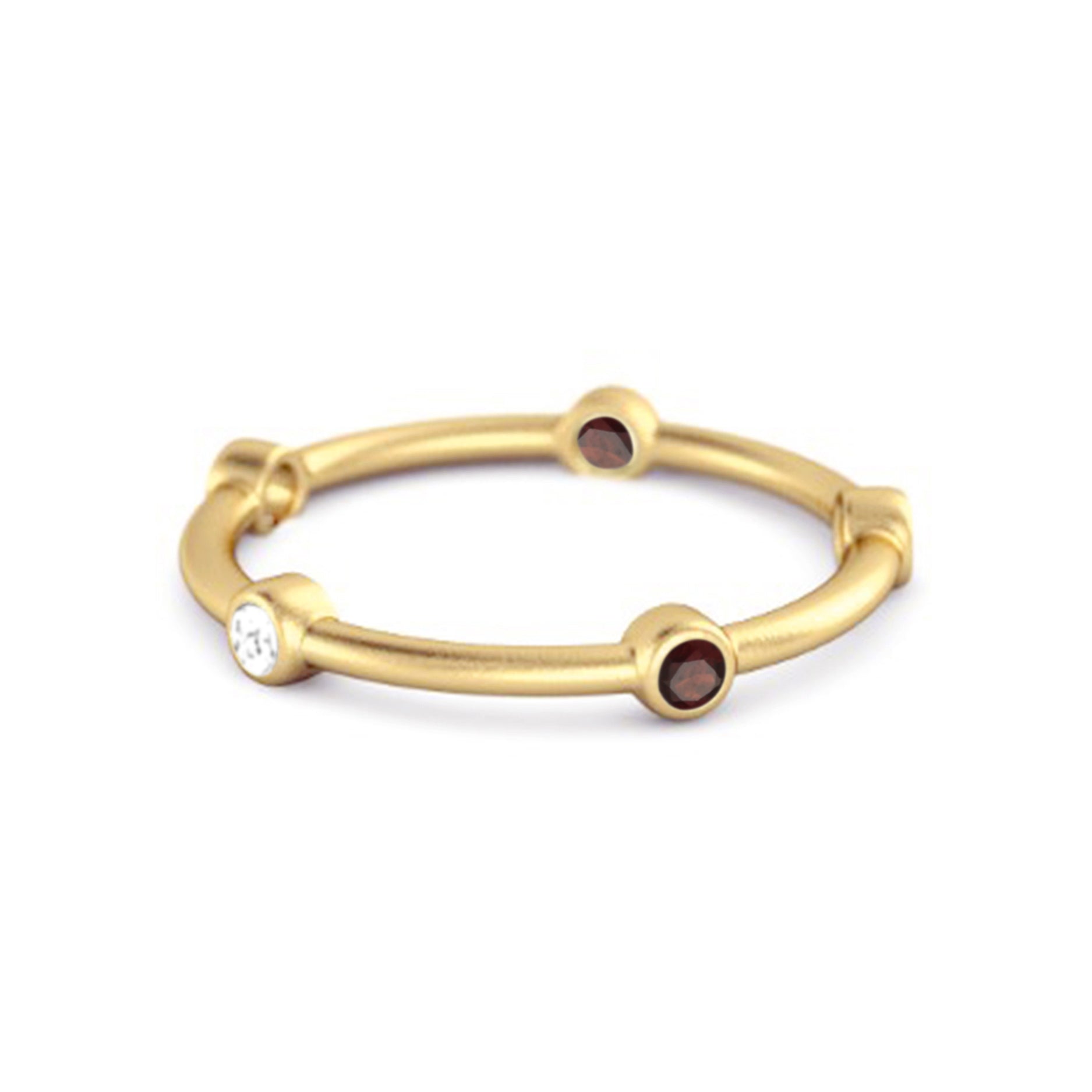 Garnet Bezel-Set Stacking Band Ring - Sterling Silver
