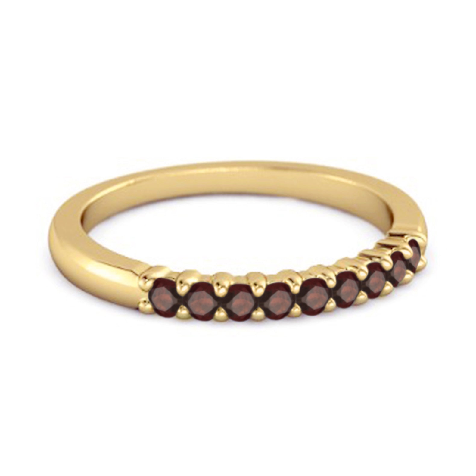 Garnet Round Half Eternity Ring – Sterling Silver