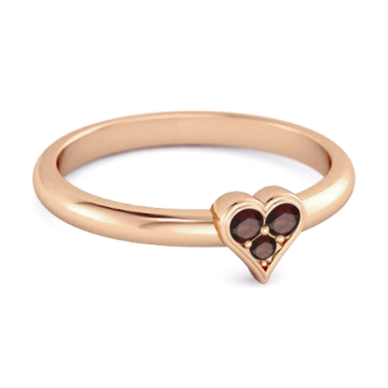 Anello in argento sterling 925 con granato scintillante a forma di cuore da 0,60 ct