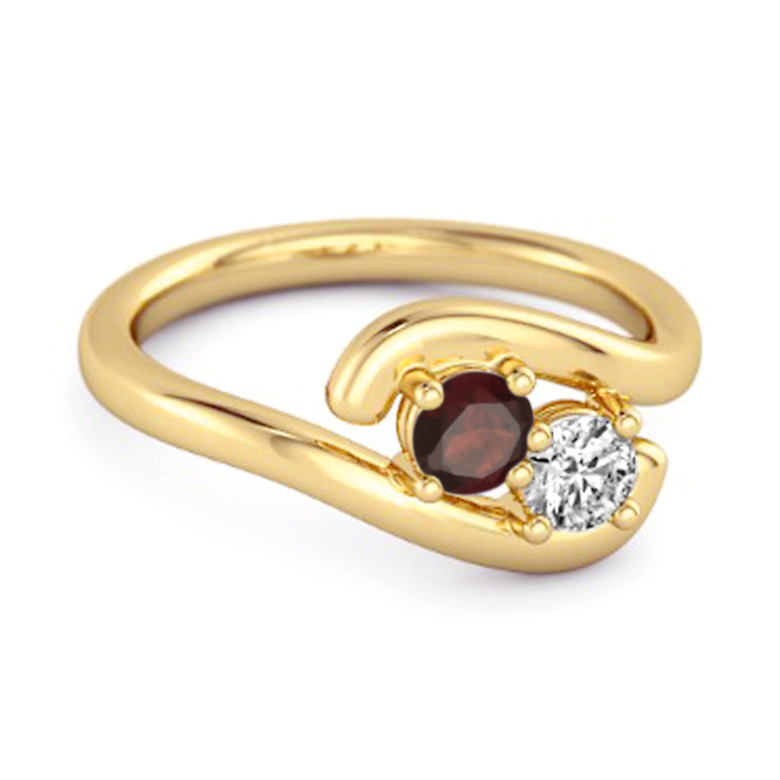 0.5 Ct Garnet 925 Sterling Silver Two Stone Swirl Engagement Ring