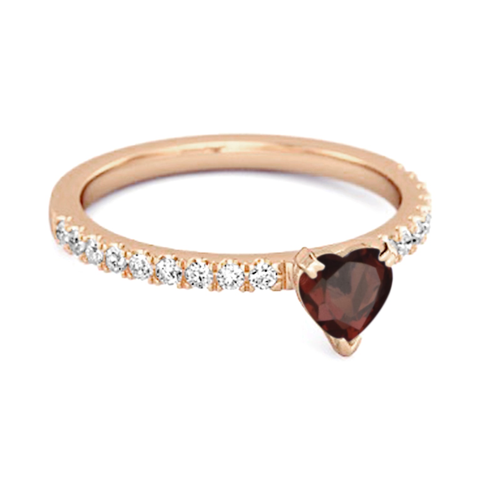 Anello a forma di cuore in argento sterling 925 con granato da 0,50 ct, anello unico per amanti