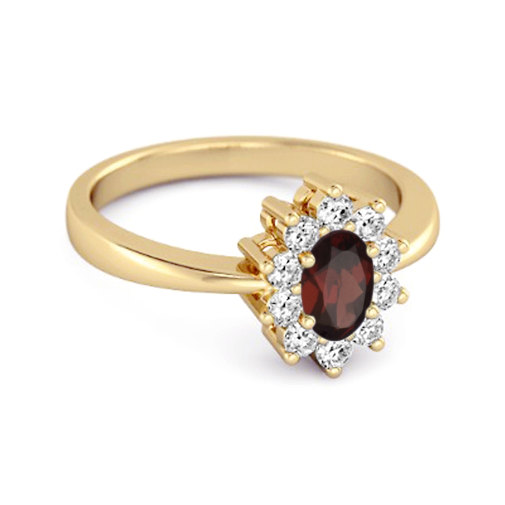 Anello solitario con alone in argento sterling 925 e granato da 1,50 ct