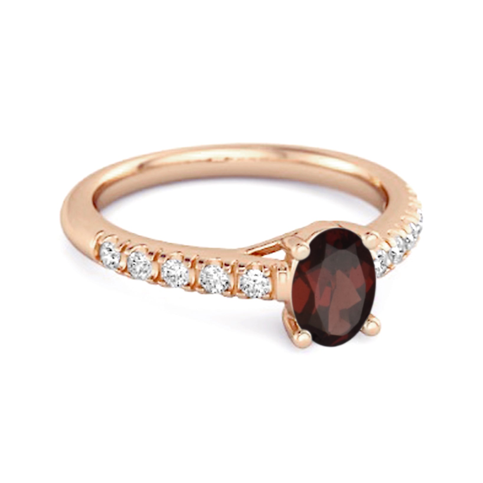 Garnet Pavé Band with White CZ Accents Ring - Sterling Silver