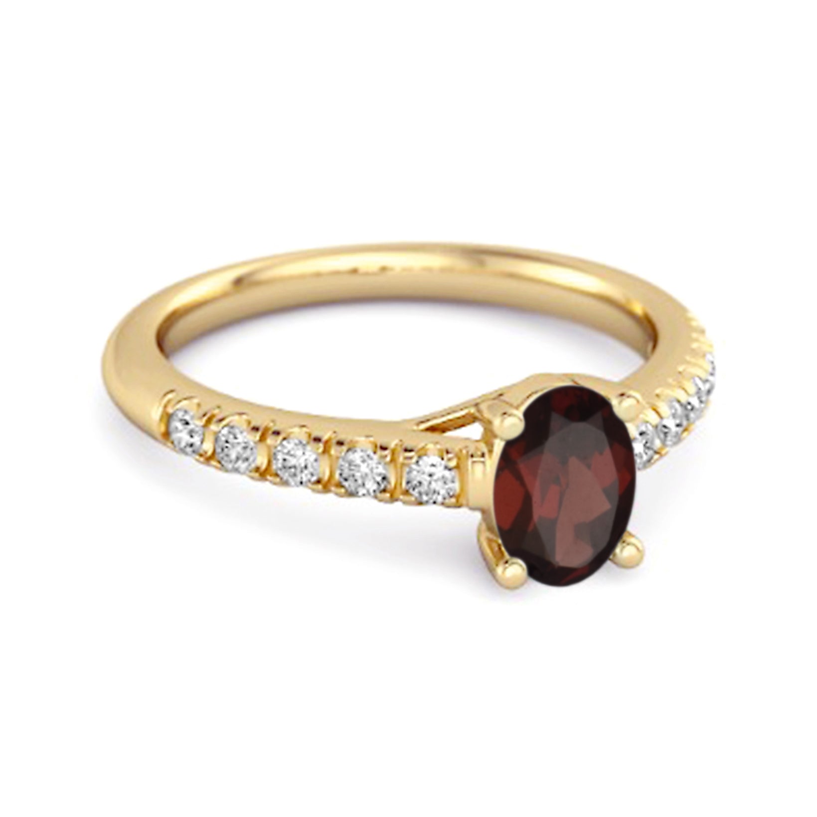 Garnet Pavé Band with White CZ Accents Ring - Sterling Silver