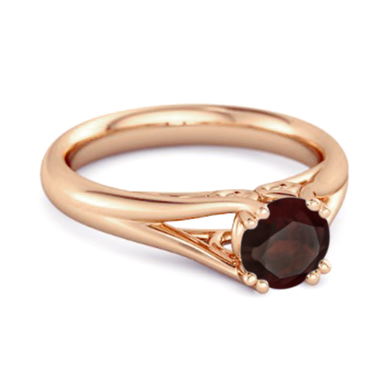 Garnet Elegant Bypass Solitaire Ring - Sterling Silver