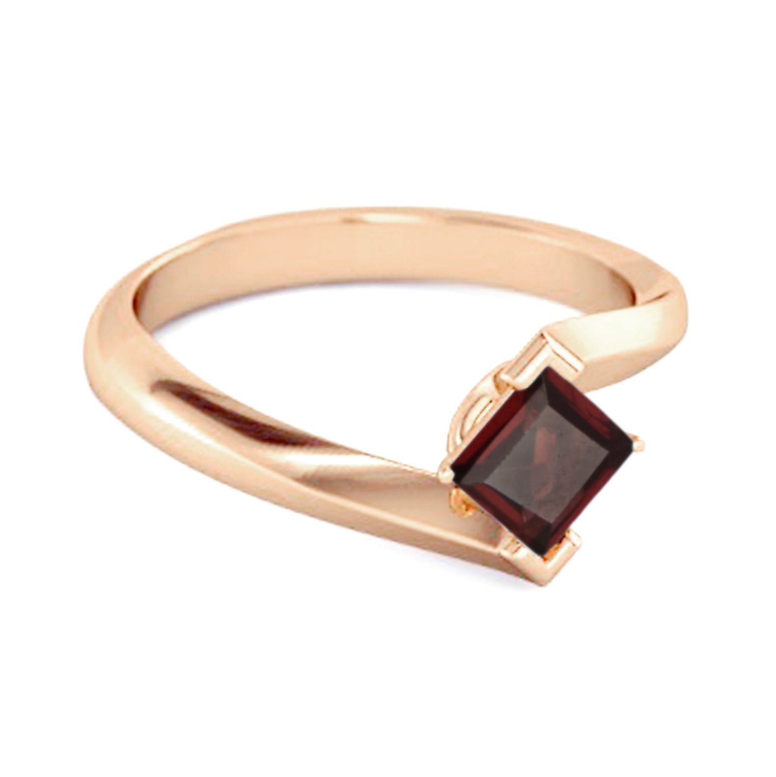 Garnet Sleek Tension-Style Ring - Sterling Silver