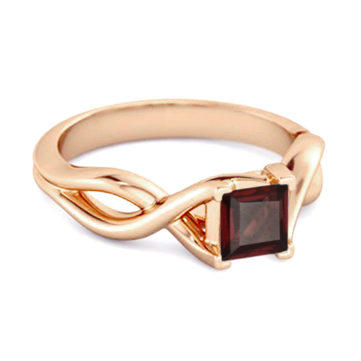 Garnet Twisted Vine Band Ring - Sterling Silver