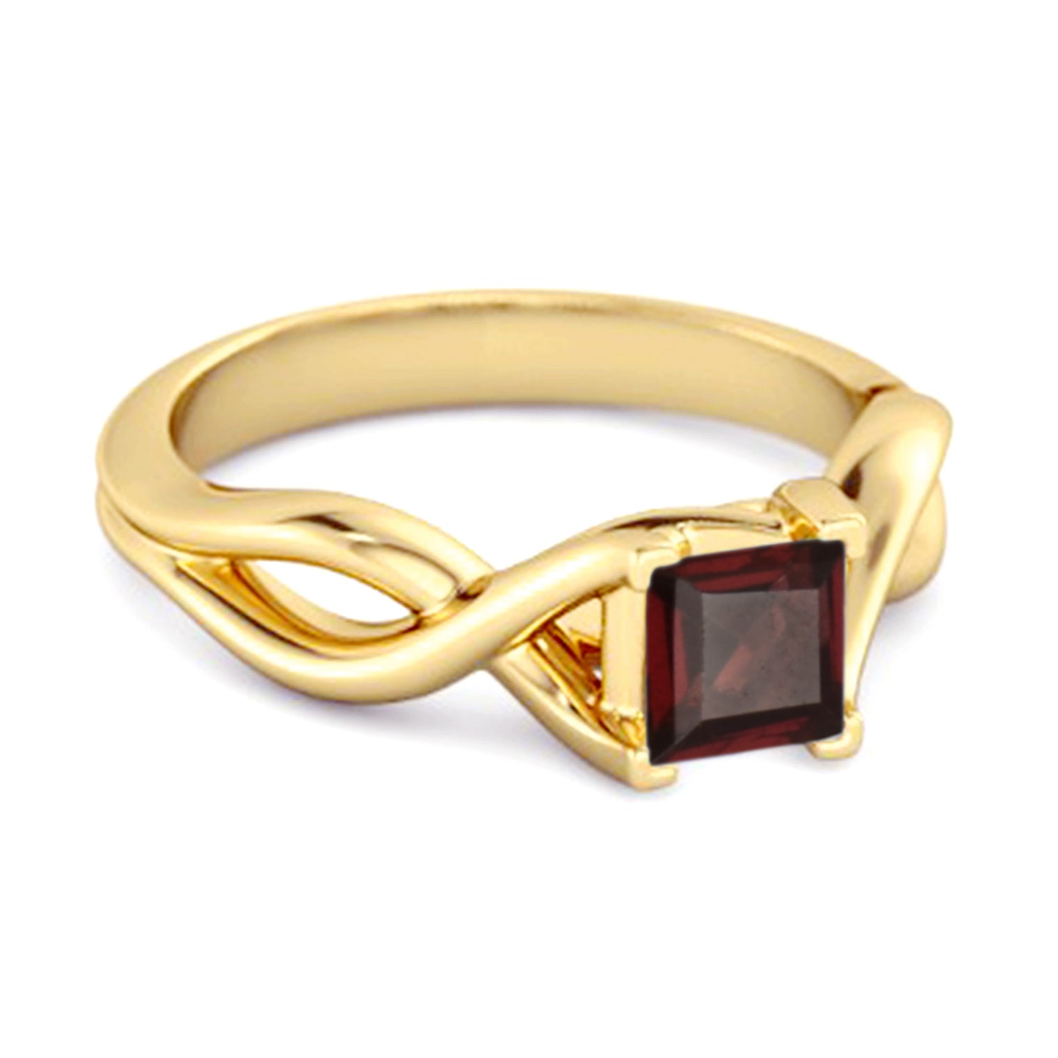 Garnet Twisted Vine Band Ring - Sterling Silver