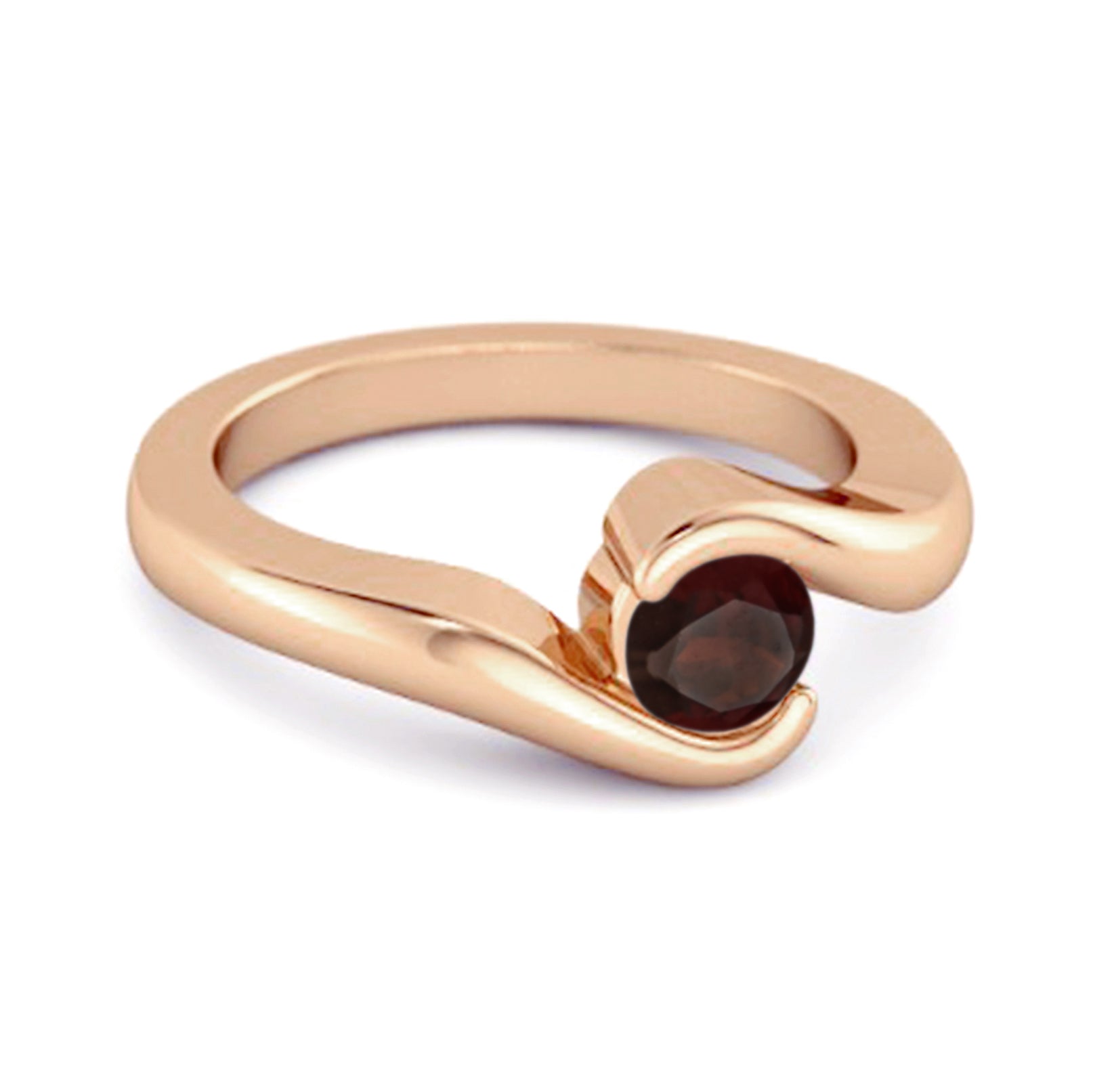 Garnet Modern Bypass Band Ring - Sterling Silver