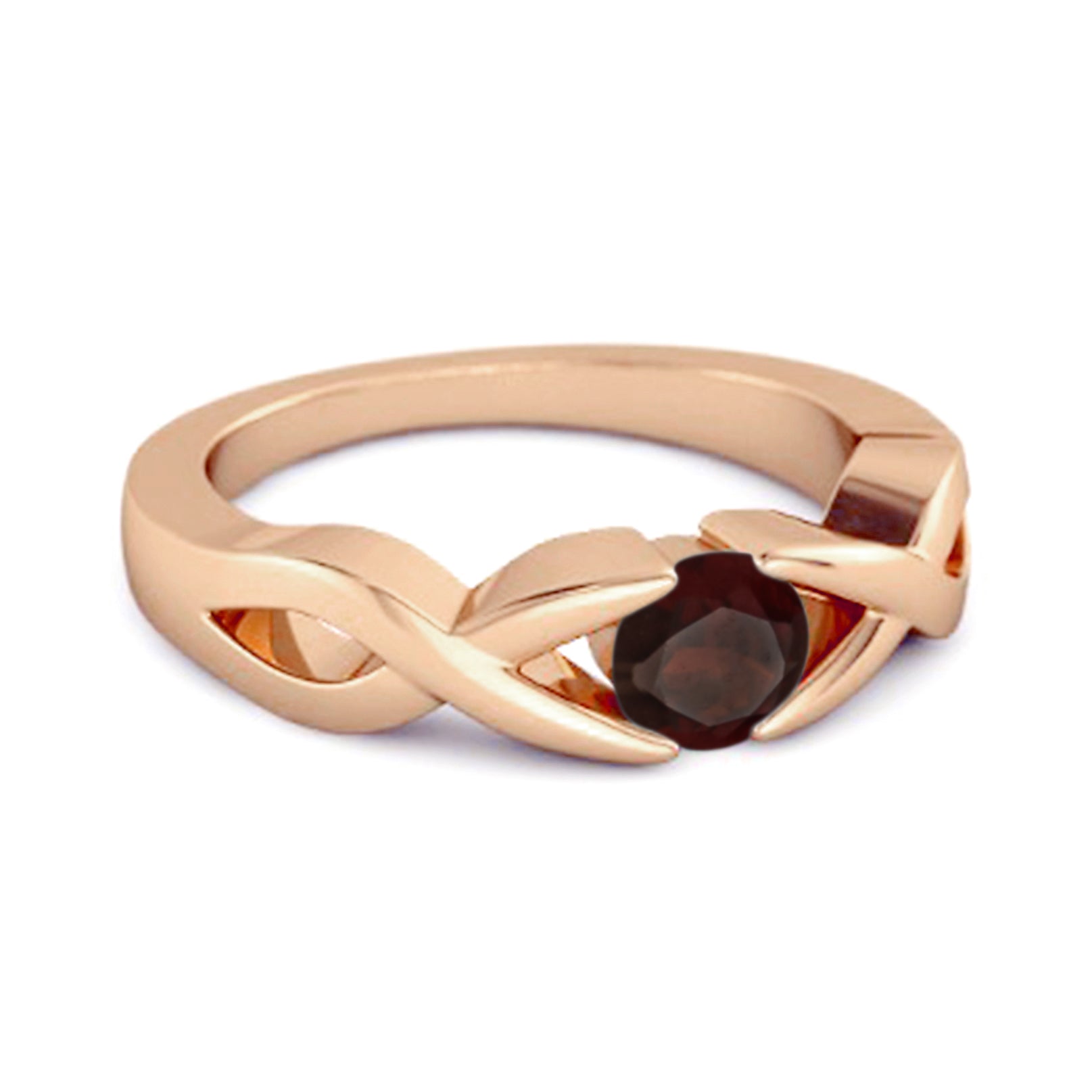 Garnet Twisted Vine Band Ring - Sterling Silver