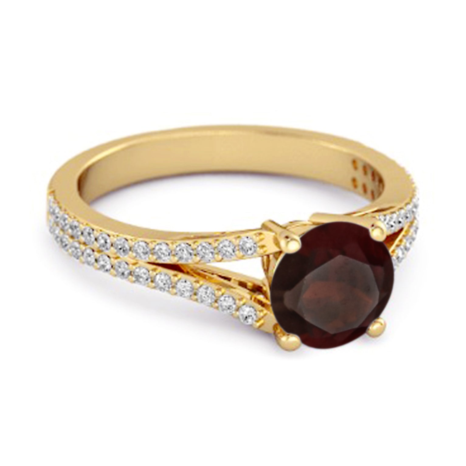Garnet Split Pavé Band Ring - Sterling Silver