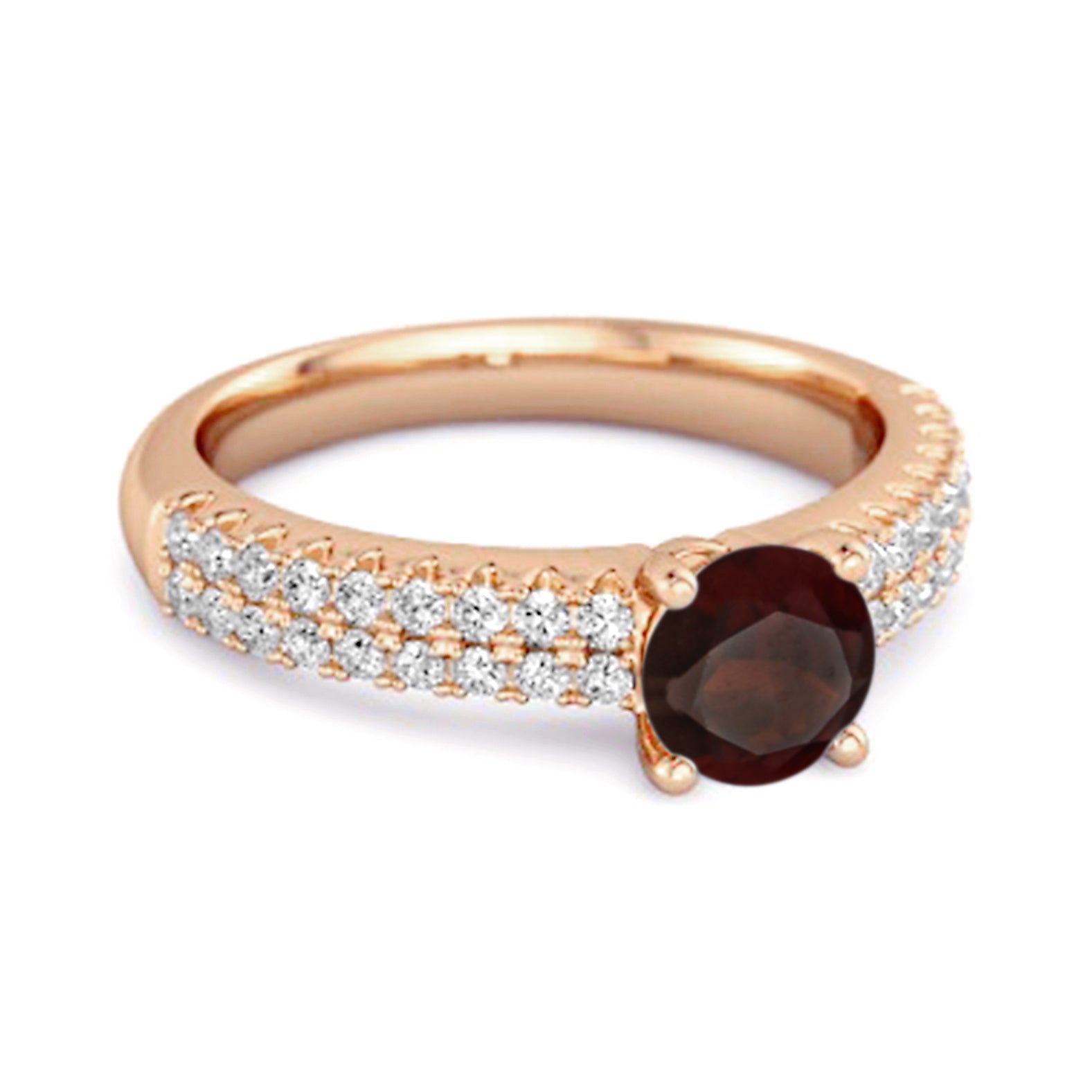 Garnet Double Pavé Band Ring - Sterling Silver