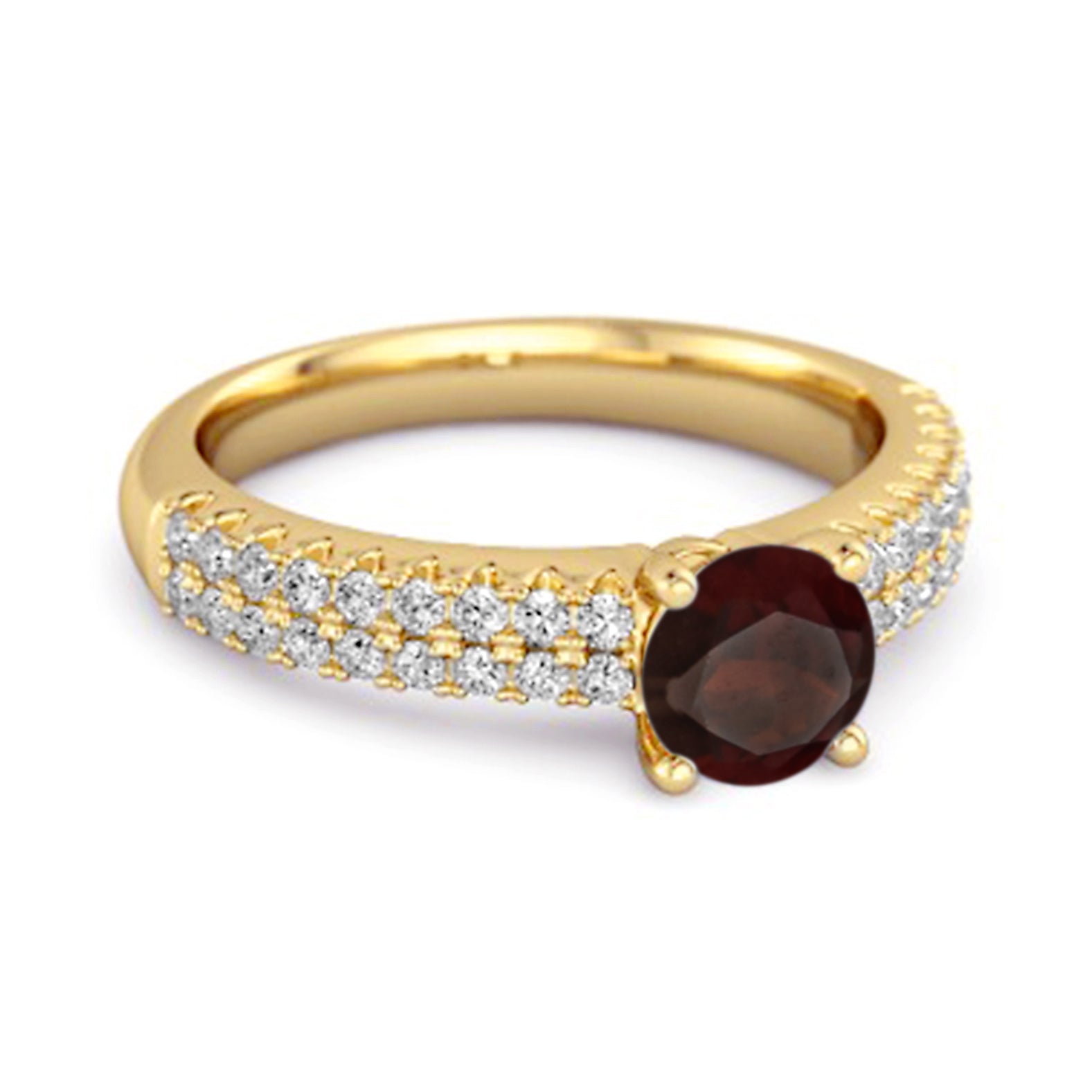 Garnet Double Pavé Band Ring - Sterling Silver
