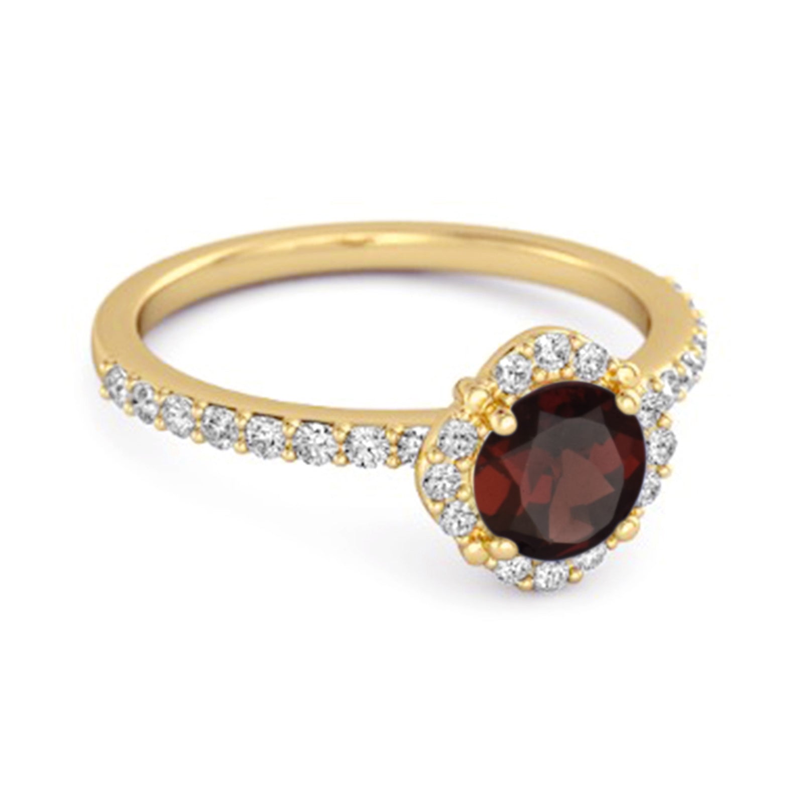 Garnet Floral Halo Pavé Ring - Sterling Silver