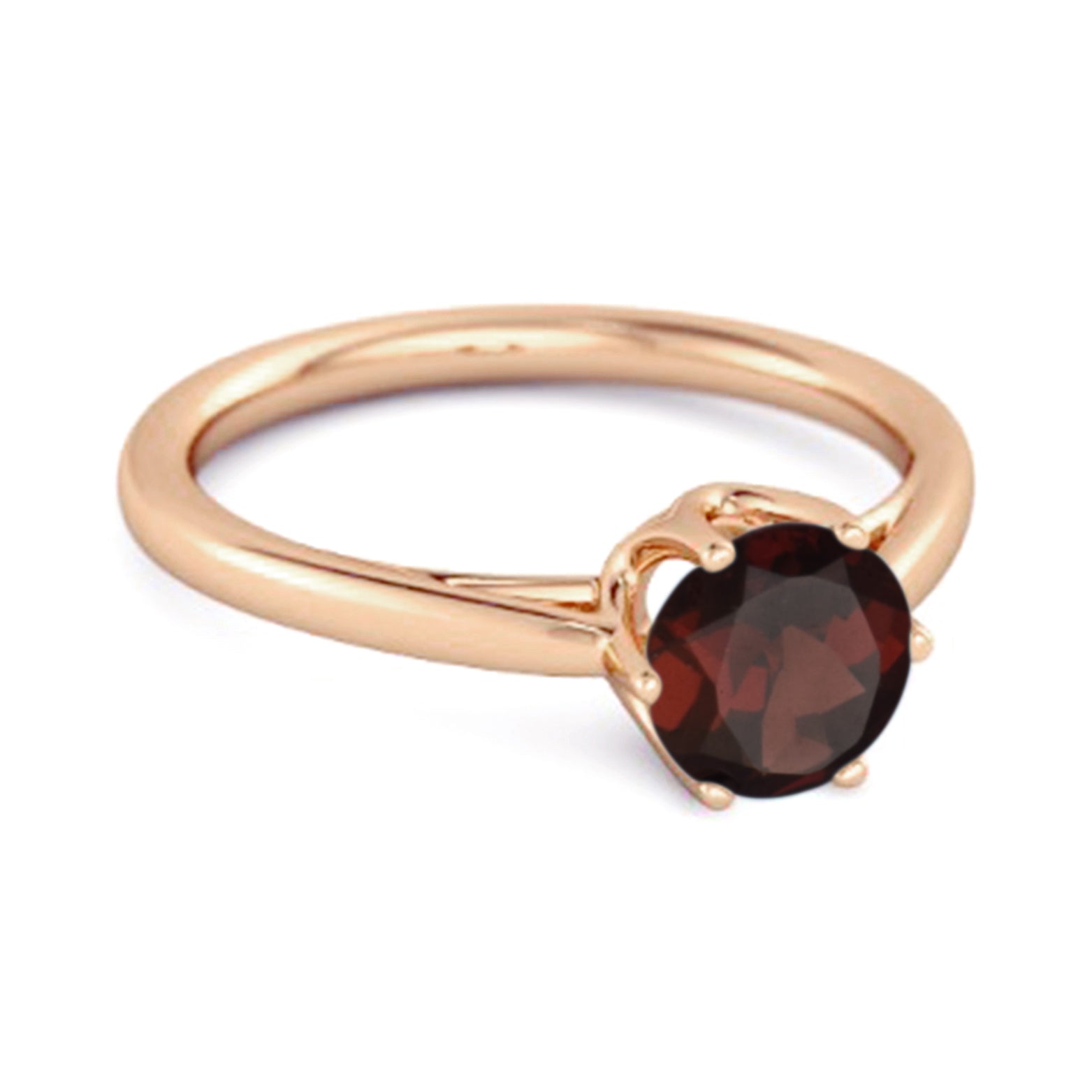 Garnet Minimalist Solitaire Ring - Sterling SIlver